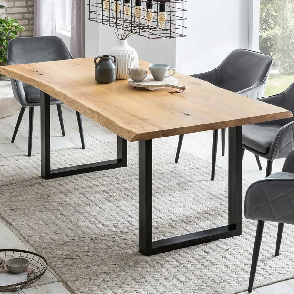 Set Baumkantentisch & Samtstühle - Sylverta (fünfteilig)