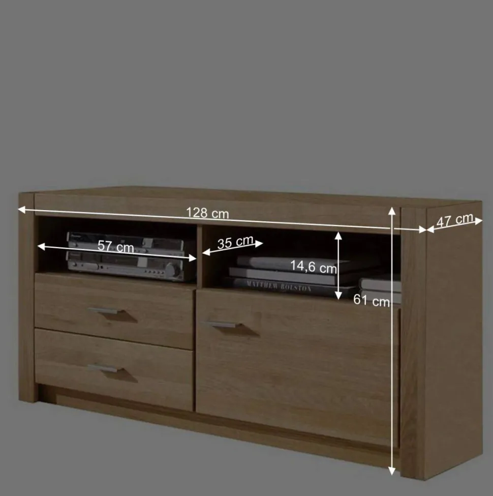 Set Design Wohnwand aus Asteiche - Landuva (vierteilig)