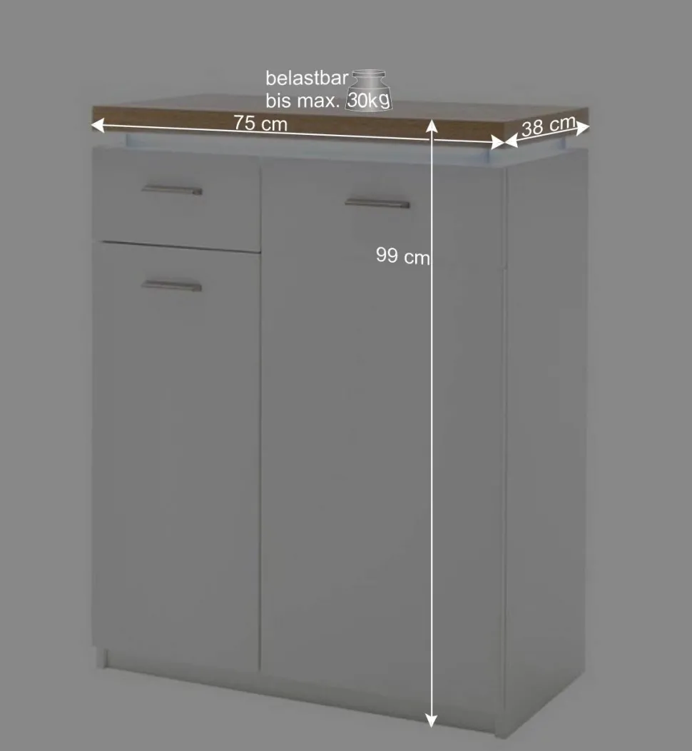 Set Dielen Möbel Kombi mit LED - Nusenia (fünfteilig)