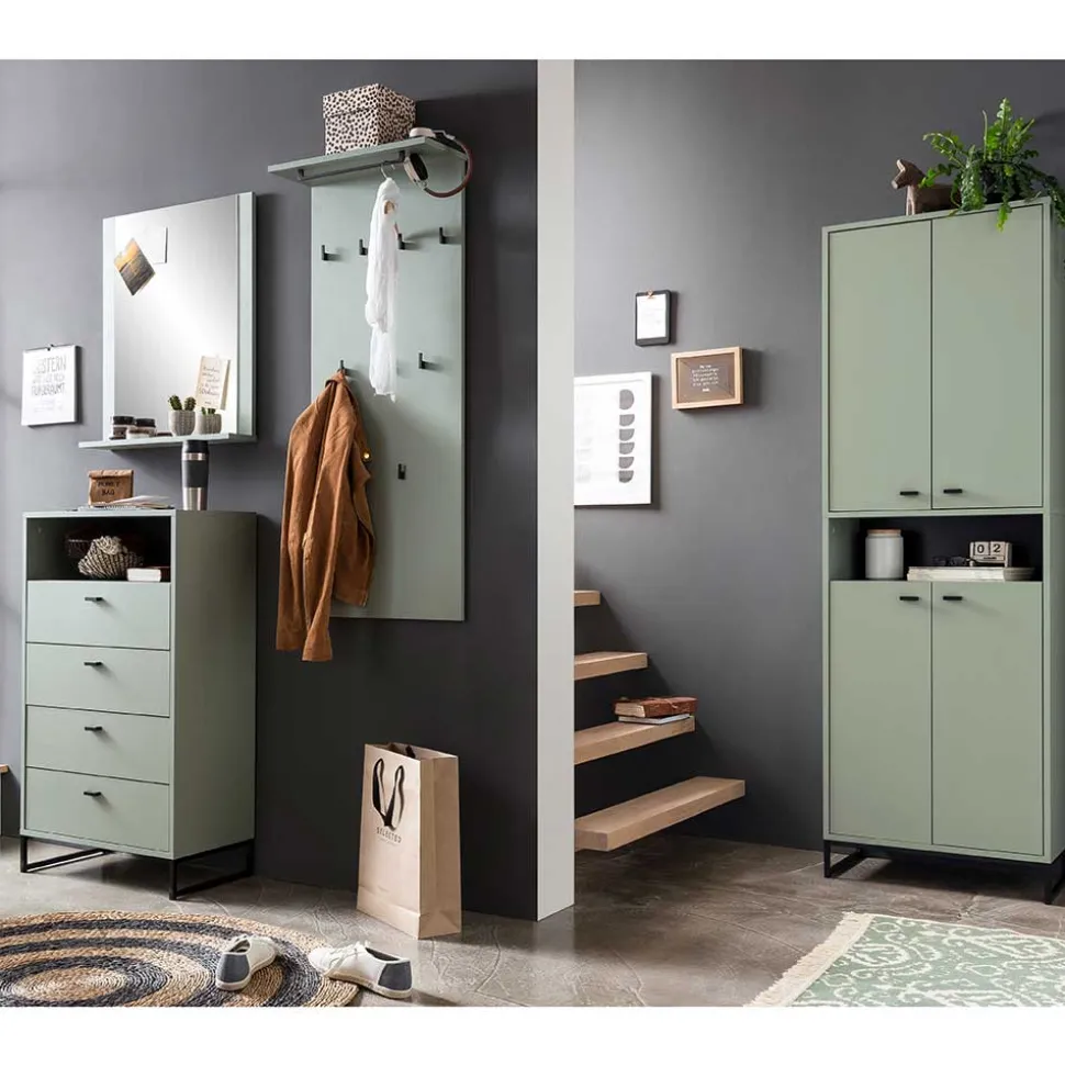 Set Dielenmöbel in Graugrün - Velmarun (vierteilig)