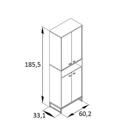 Set Dielenmöbel in Graugrün - Velmarun (vierteilig)