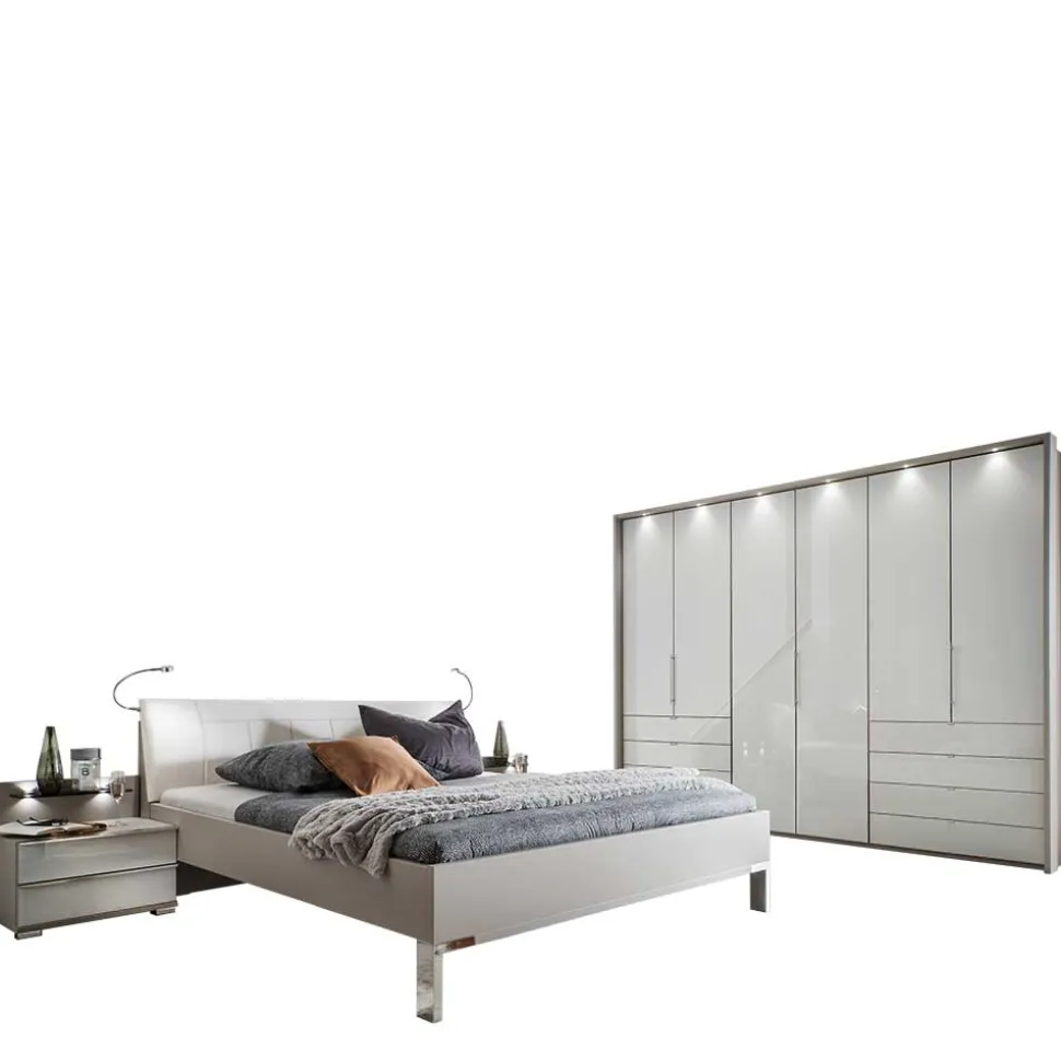 Set Doppelbett & Schrank - Nino (vierteilig)