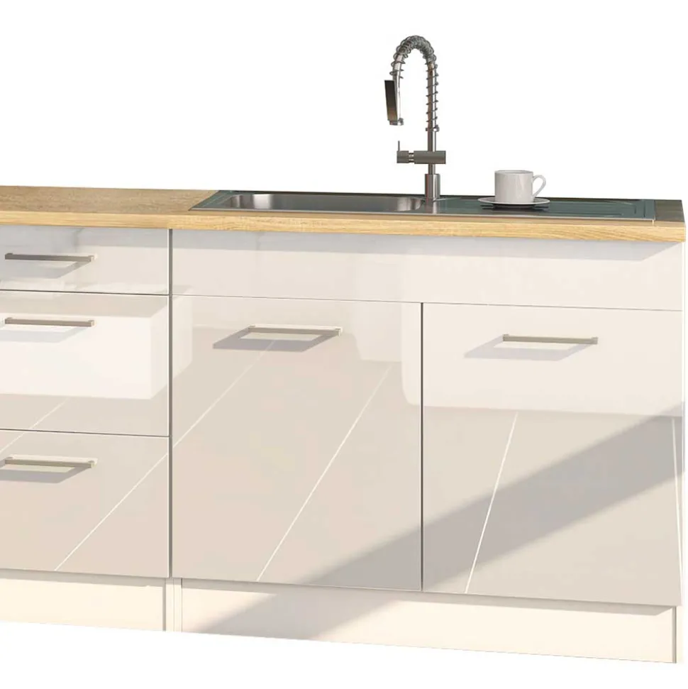 Set Küchen Möbel in Weiß Glanz - Cuneo I (achtteilig)