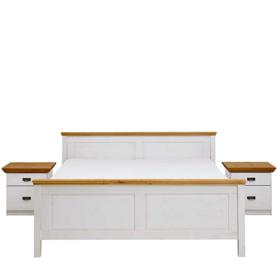 Set Landhausbett & Nachtschränke - Sibiuta (dreiteilig)