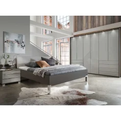 Set Schlafzimmer in Hellgrau & Braun - Ocavado (vierteilig)