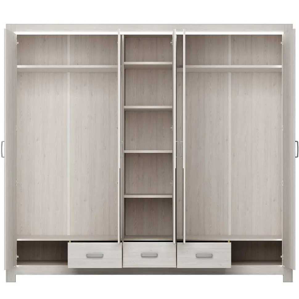 Set Schlafzimmer Möbel in Weiß Holz Optik - Ektado (vierteilig)