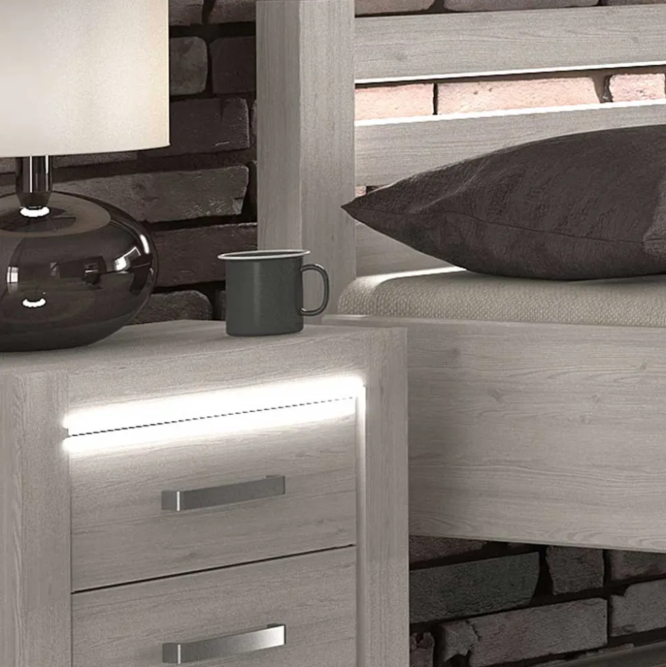 Set Schlafzimmer Möbel in Weiß Holz Optik - Ektado (vierteilig)