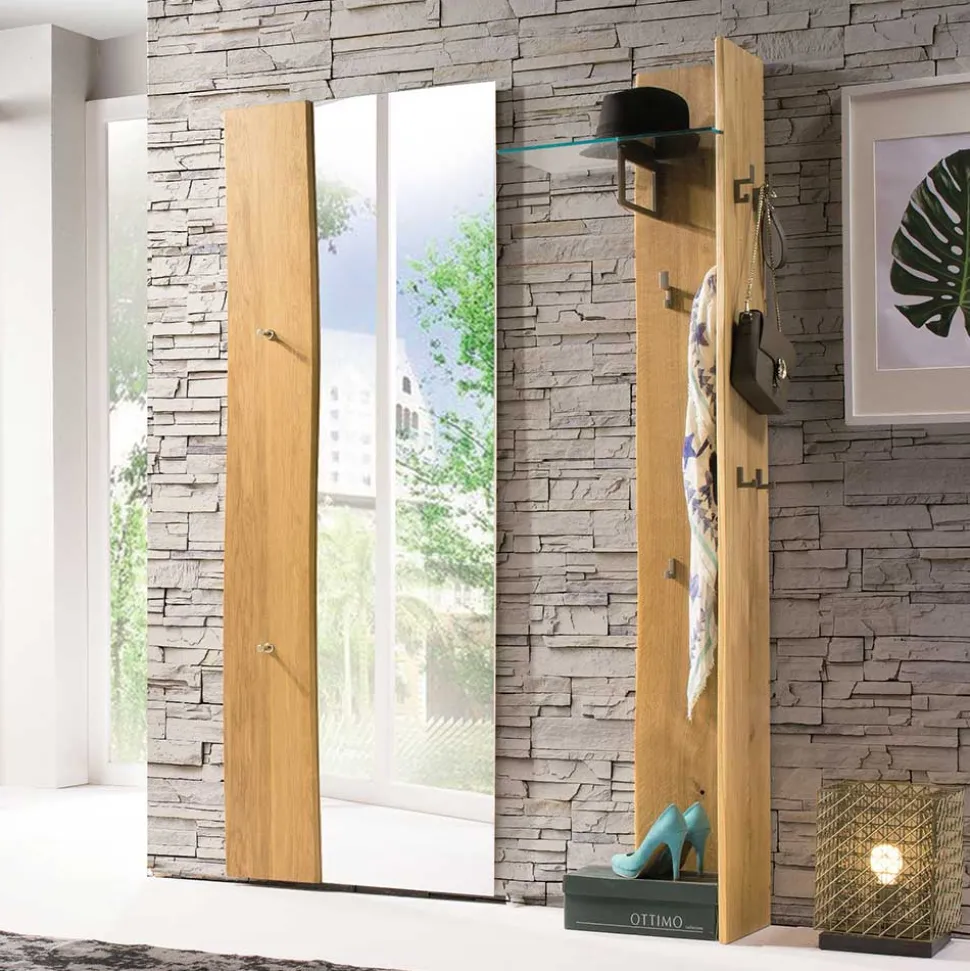 Set Spiegel & Garderobe aus Eiche - Avidora (zweiteilig)