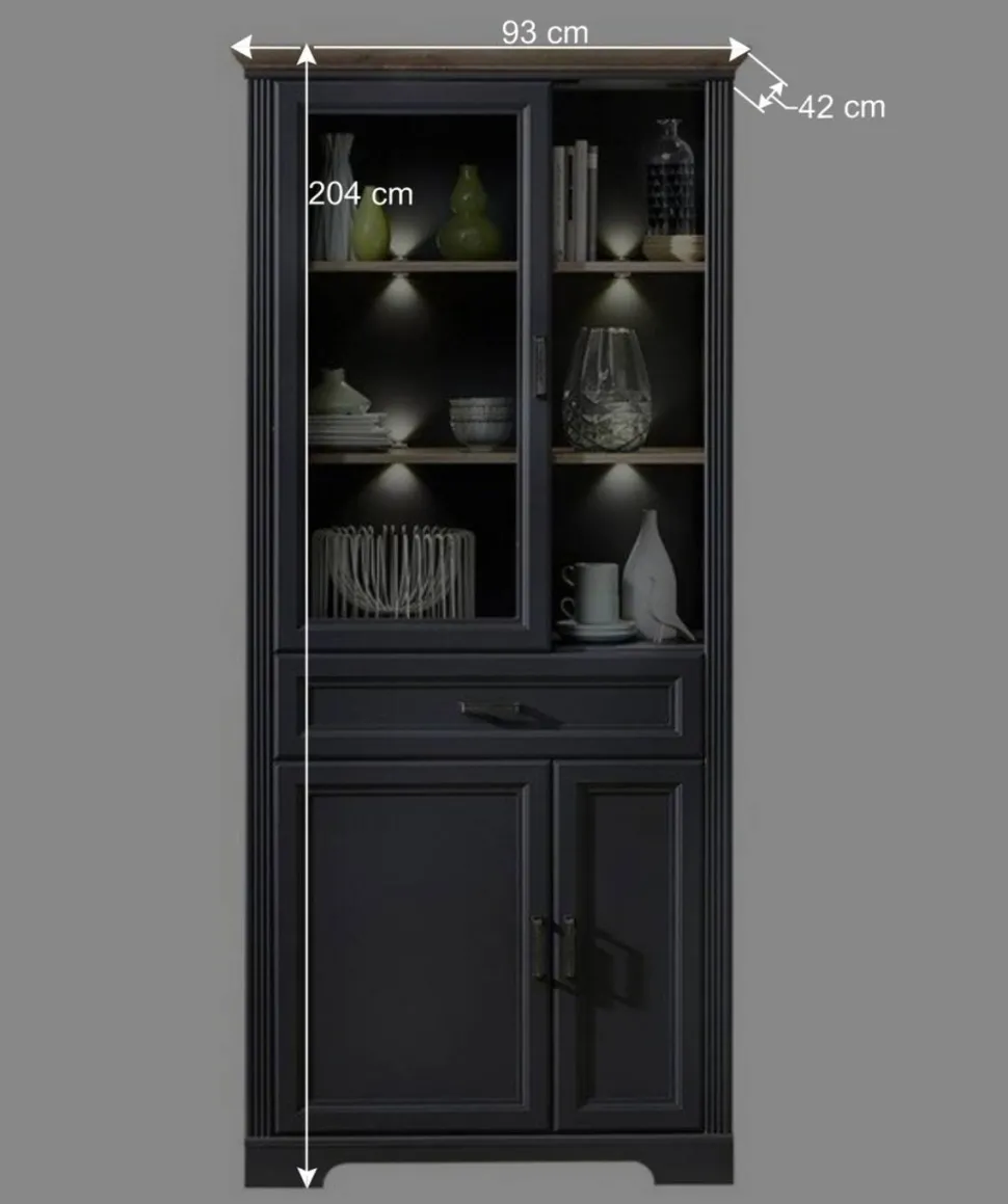 Set TV Lowboard & Vitrine in Grau - Thumbs (zweiteilig)