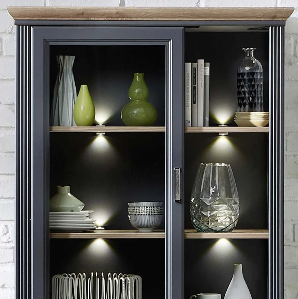 Set TV Lowboard & Vitrine in Grau - Thumbs (zweiteilig)