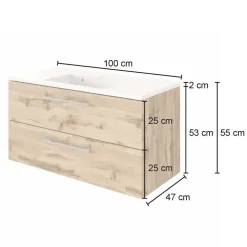Set Waschtisch Kombi in 2 Breiten - Yazemina (zweiteilig)