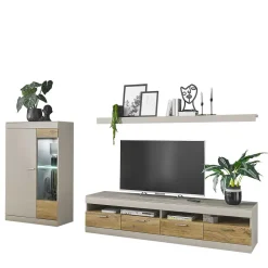 Set Wohnzimmermöbel in Hellgrau & Zinneiche - Lioscas (dreiteilig)