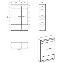 Set Wohnzimmermöbel in Hellgrau & Zinneiche - Lioscas (dreiteilig)