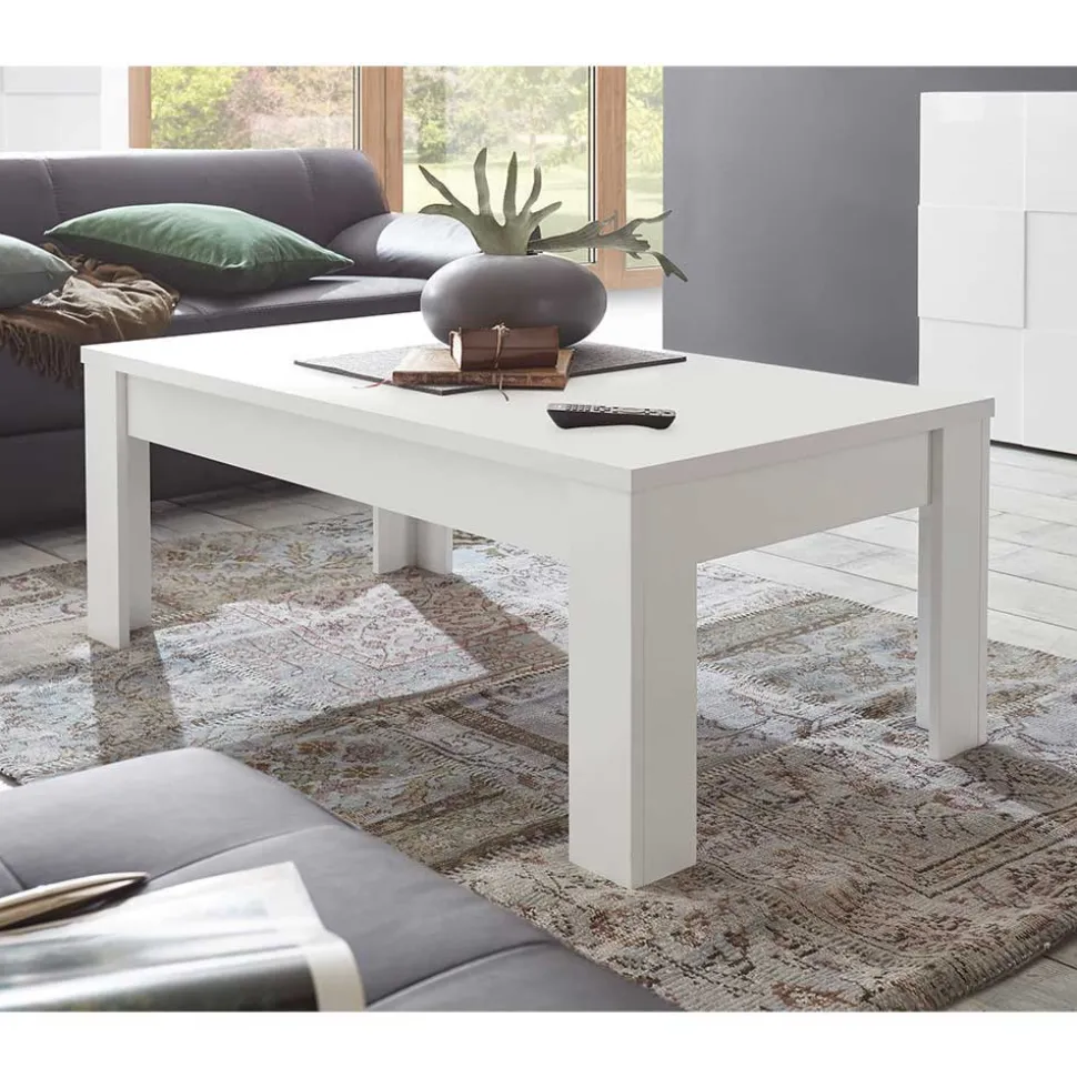 Set Wohnzimmer-Möbel in Weiß lackiert - Mikes (vierteilig)