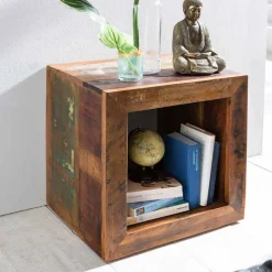 Shabby Chic Ablagetisch Dencig in Würfelform halboffen