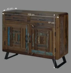 Shabby Chic Kombi-Kommode aus Recyclingholz - Tunar