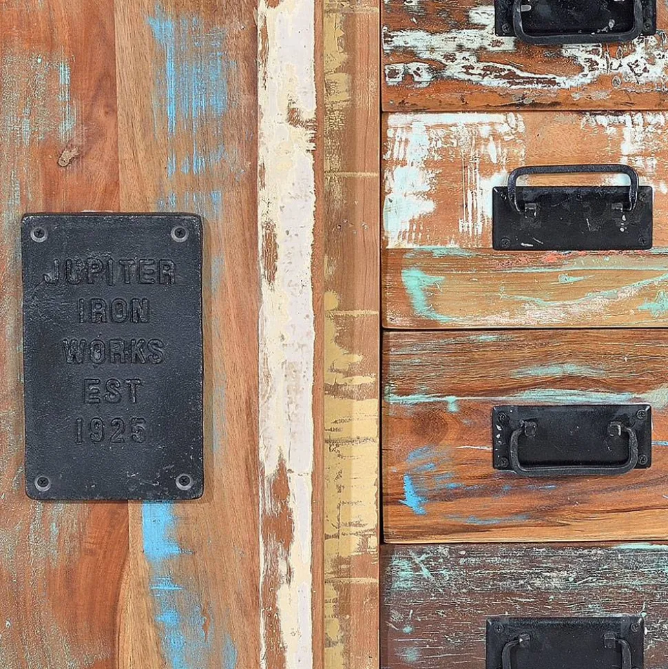 Shabby Chic Kommode aus Altholz mit Lackresten - Jevilia