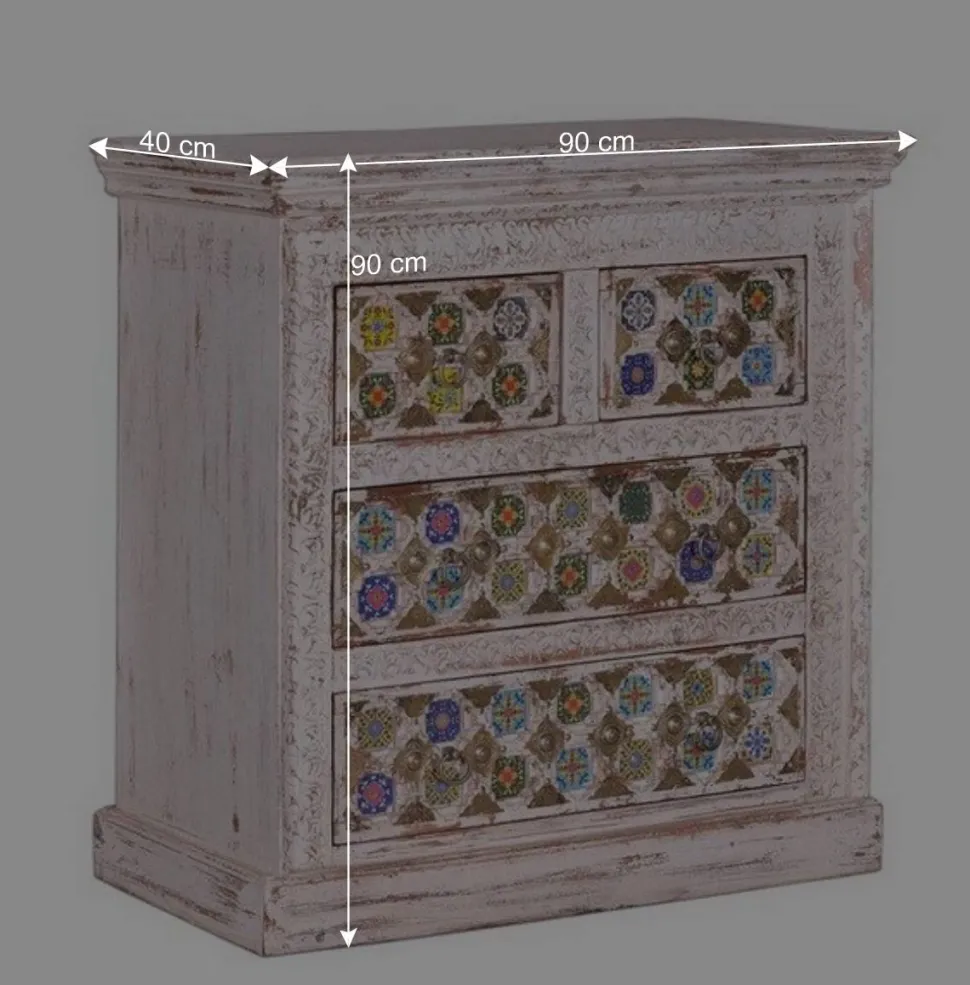 Shabby Chic Kommode in Antikweiß - Mirell