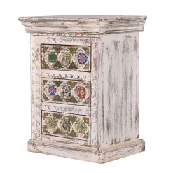 Shabby Chic Nachtkommode in Antikweiß - Mirell