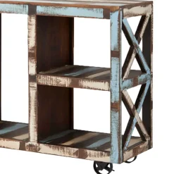 Shabby Chic Regal auf Industry Style Metall Rädern - Folivia