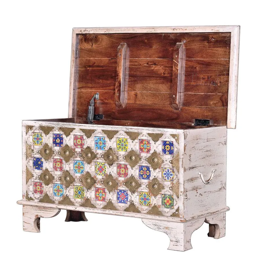 Shabby Chic Truhe in Antikweiß - Mirell