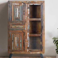 Shabby Chic Vitrinenschrank aus Recyclingholz - Tunar