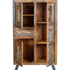 Shabby Chic Vitrinenschrank aus Recyclingholz - Tunar