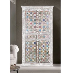 Shabby Chic Wohnzimmerschrank in Antikweiß - Mirell