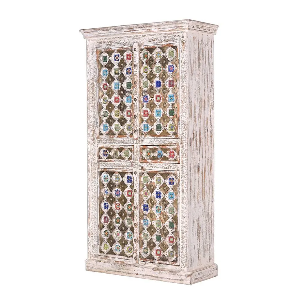 Shabby Chic Wohnzimmerschrank in Antikweiß - Mirell