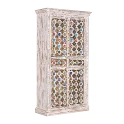 Shabby Chic Wohnzimmerschrank in Antikweiß - Mirell