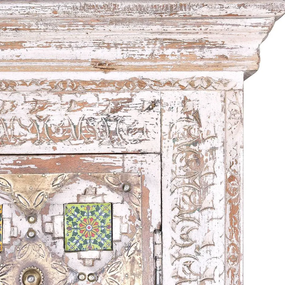 Shabby Chic Wohnzimmerschrank in Antikweiß - Mirell