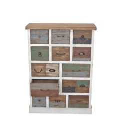 Shabby Design Kommode Leona in Weiß Bunt