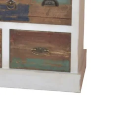 Shabby Design Kommode Leona in Weiß Bunt