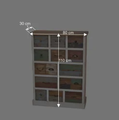 Shabby Design Kommode Leona in Weiß Bunt