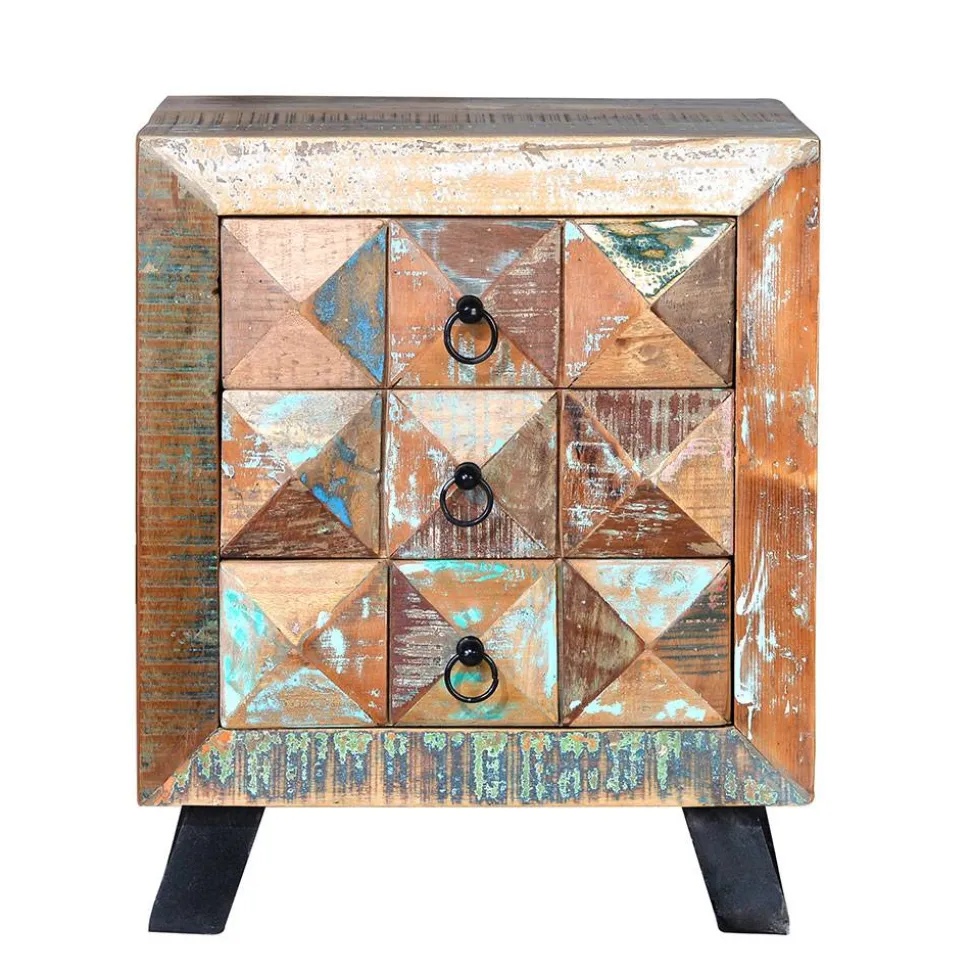Shabby Design Nachtkommode aus Recyclingholz - Zeremonia