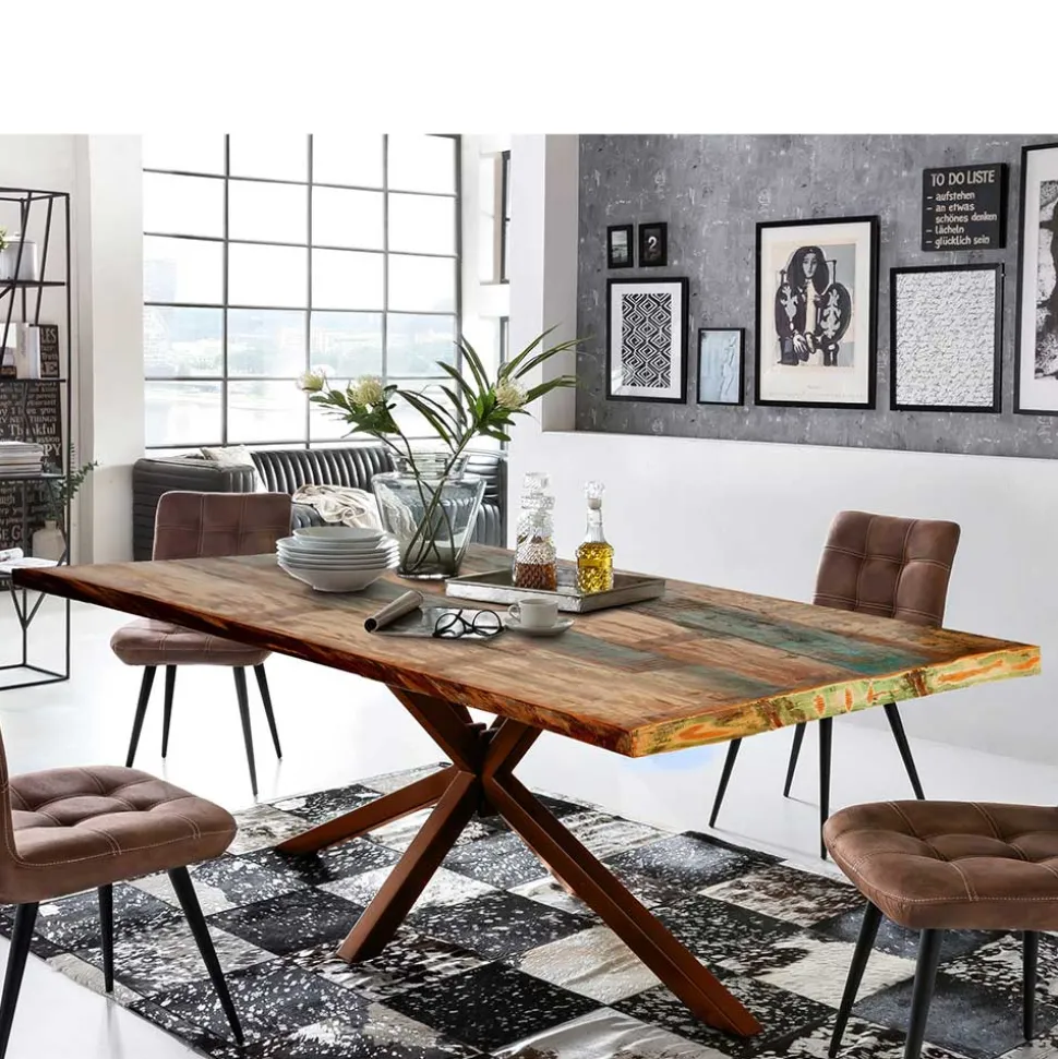 Shabby Designtisch aus Recyclingholz Bunt - Montesa