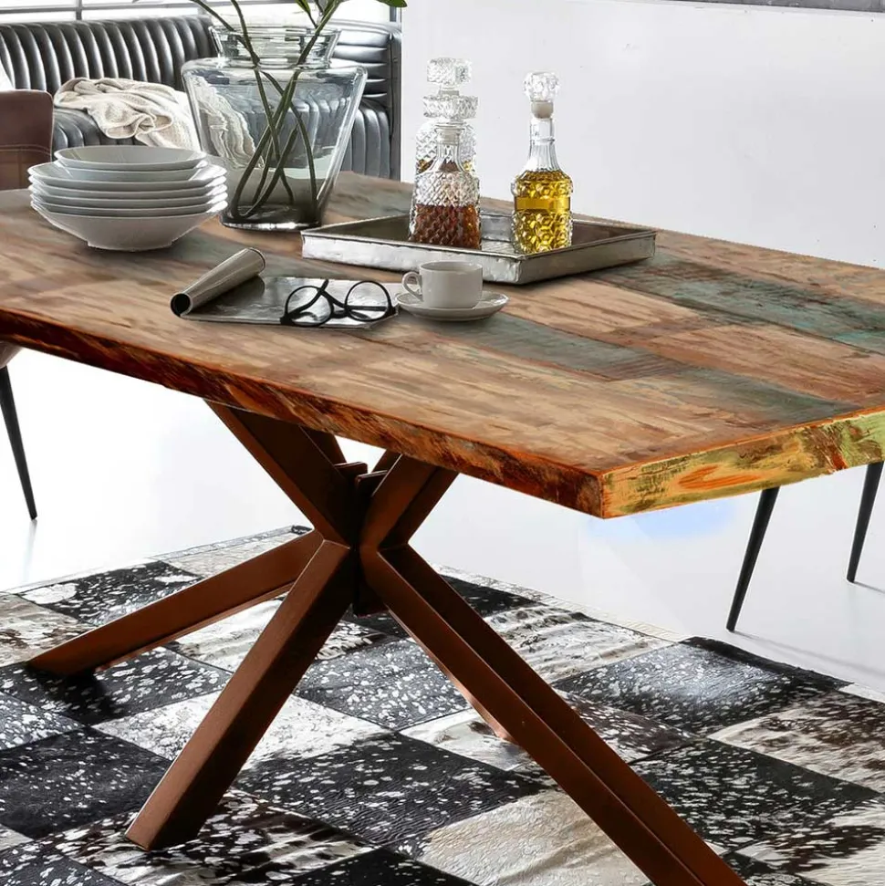 Shabby Designtisch aus Recyclingholz Bunt - Montesa