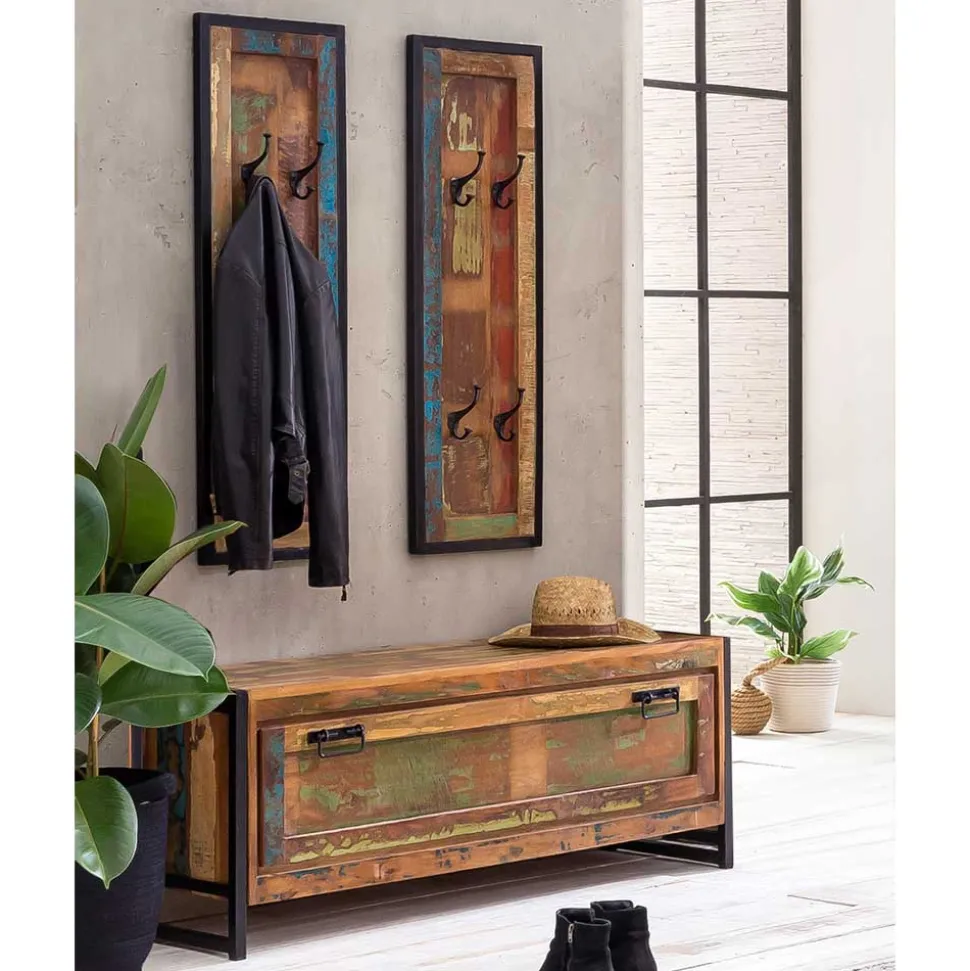 Shabby Garderobenpaneels & Bank - Ensley (dreiteilig)