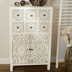 Shabby Highboard mit Ornament Muster Front - Acacio