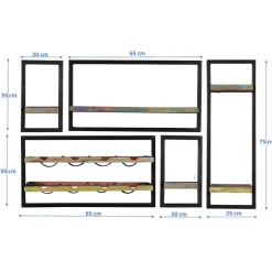 Shabby Hängeregale inkl Flaschenregal - Jamaica (fünfteilig)