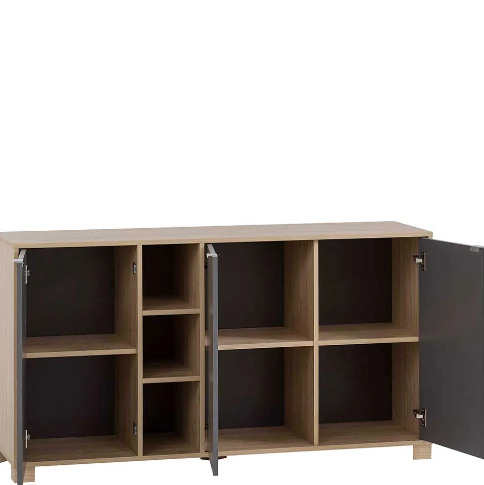 Sideboard in Eiche Hell NB & Dunkelgrau - Dranico