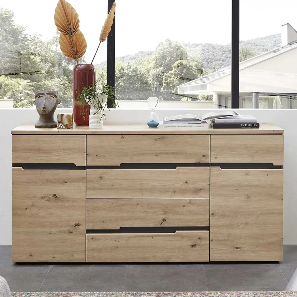 Sideboard in Wildeiche & Dunkelgrau - Kuetra
