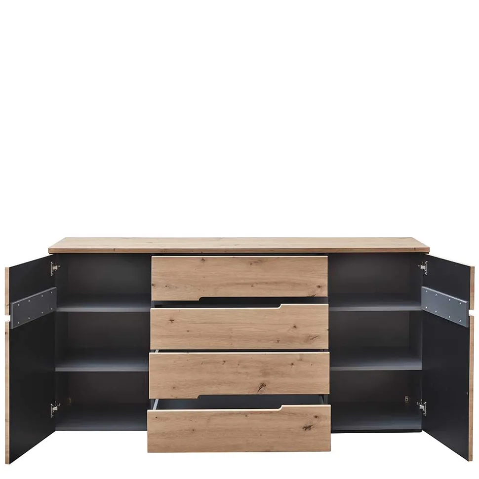 Sideboard in Wildeiche & Dunkelgrau - Kuetra
