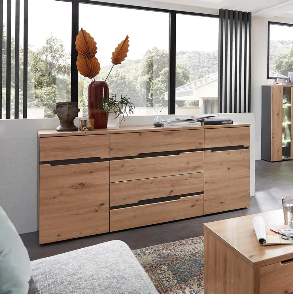 Sideboard in Wildeiche & Dunkelgrau - Kuetra