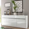 Sideboard mit 3 gedämpften Türen Mextra in Weiß Hochglanz