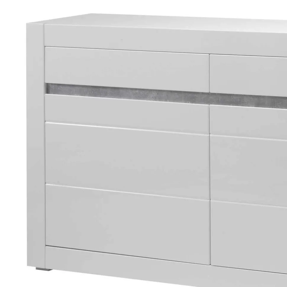 Sideboard mit 3 gedämpften Türen Mextra in Weiß Hochglanz