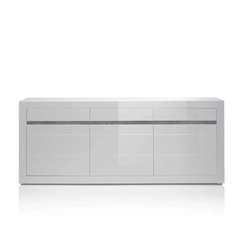 Sideboard mit 3 gedämpften Türen Mextra in Weiß Hochglanz