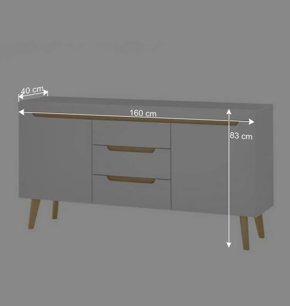 Sideboard mit drei Schubladen und zwei Türen - Ginko