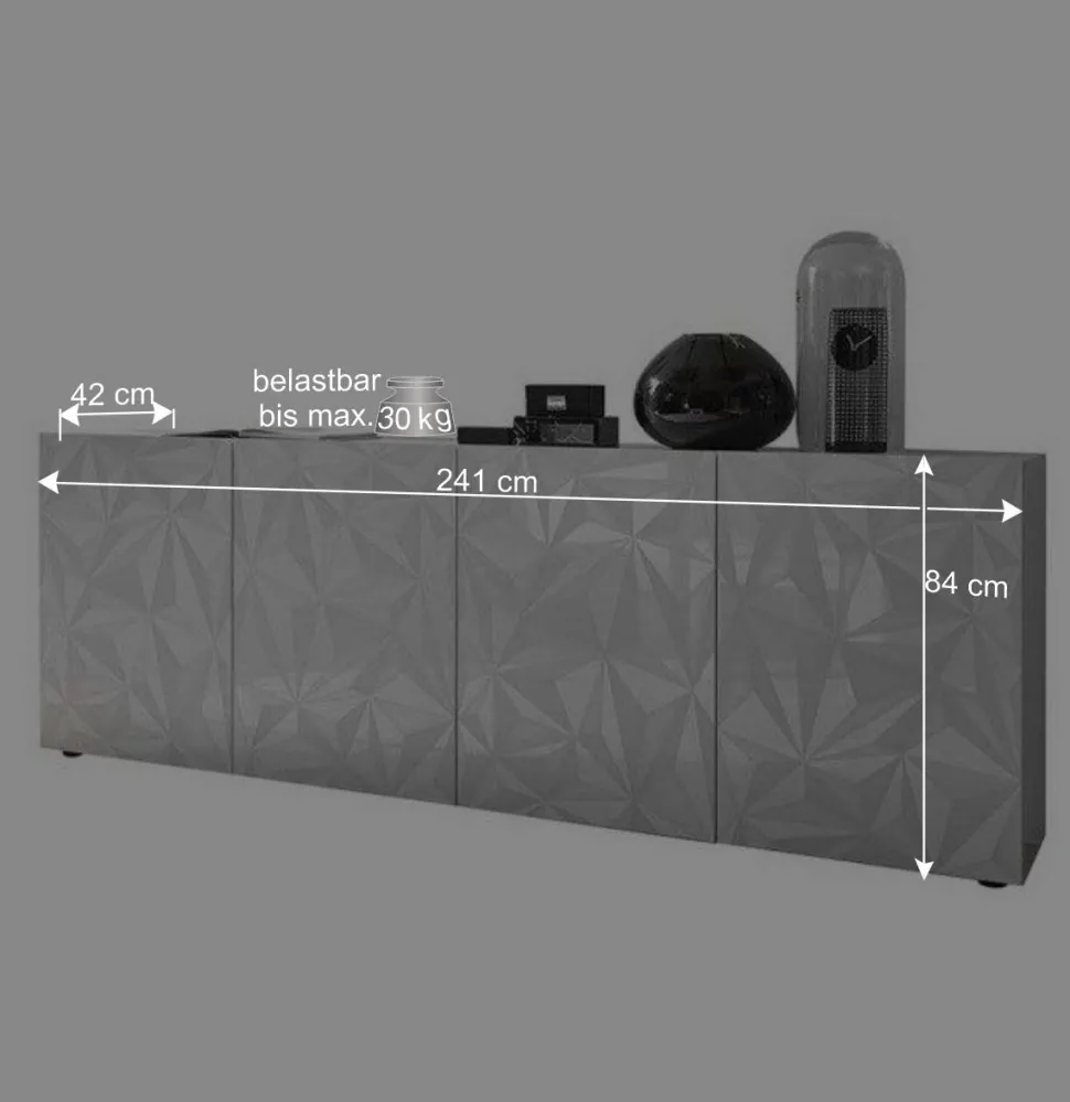 Sideboard mit Türen in Weiß hochglänzend - Vovasoma