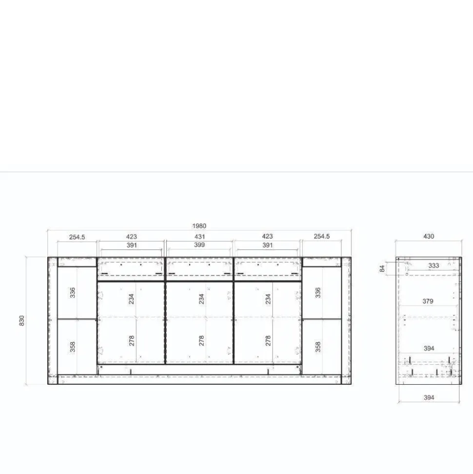 Sideboard mit vier offenen Fächern - Adejano